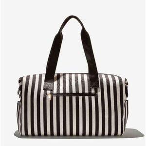 Alice + Olivia Duffle Bag Black and White Positano Stripe Weekender Tote